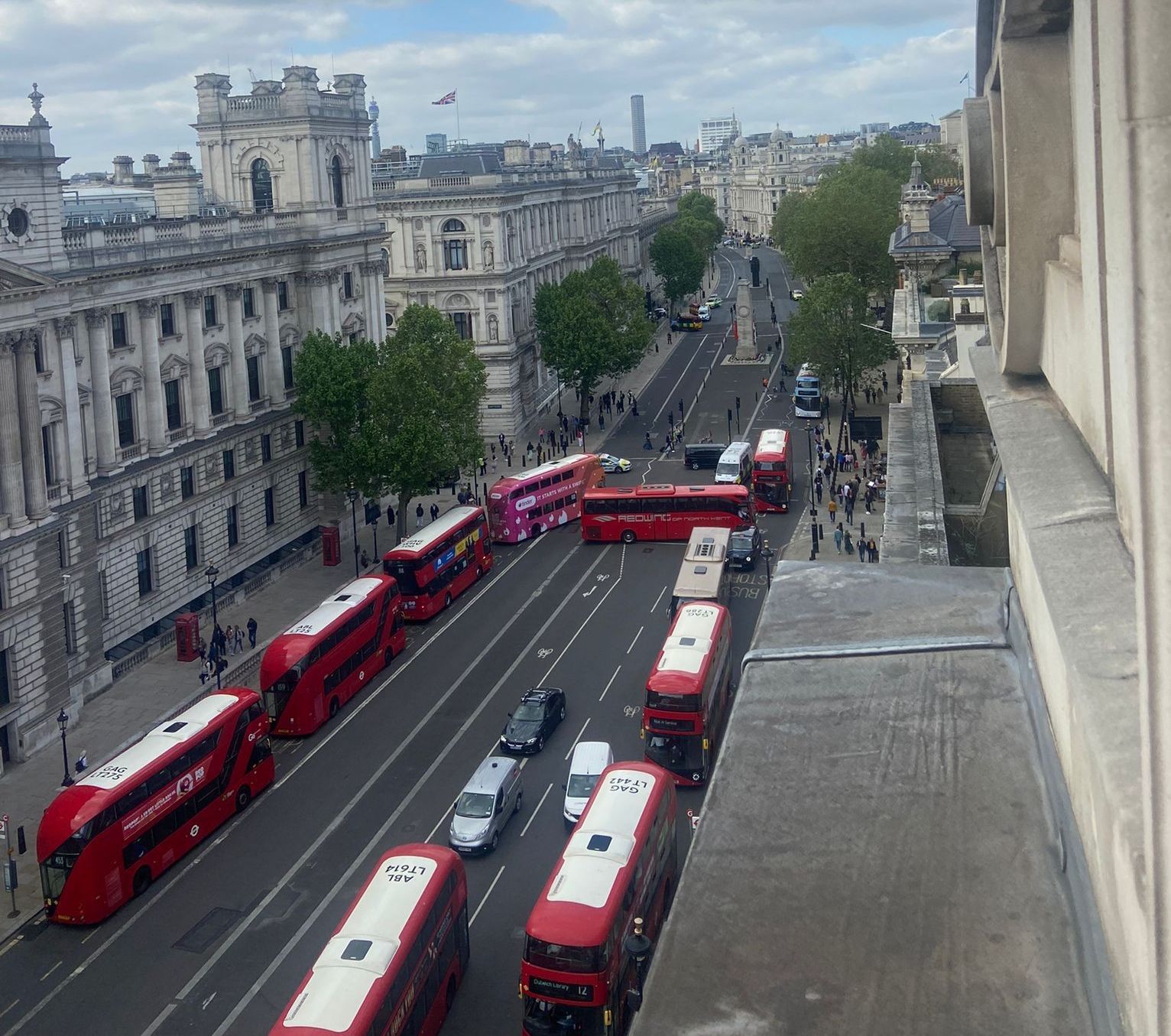 Whitehall has been locked down by Scotland Yard and sniffer dogs are patrolling the area