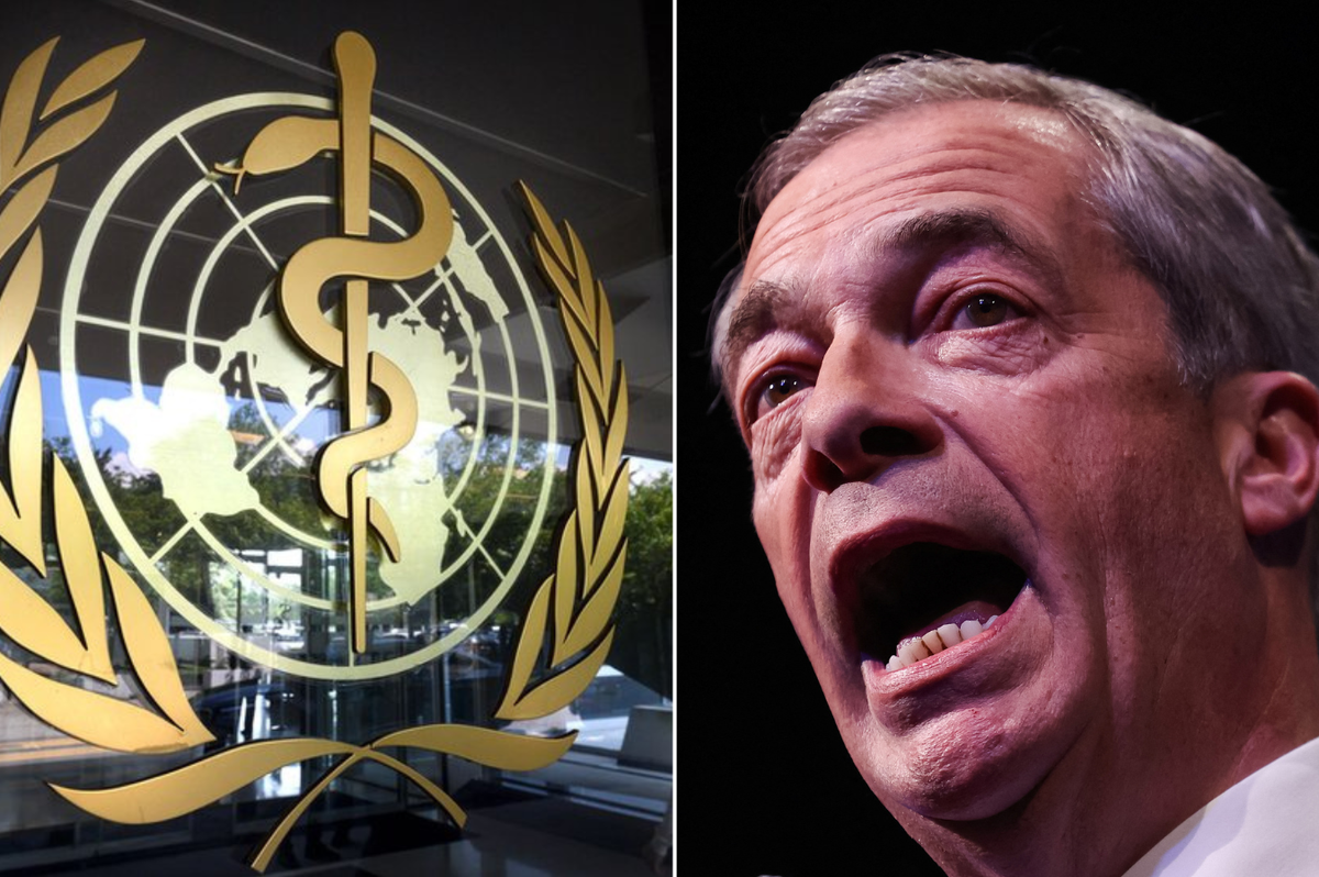 WHO signage/Nigel Farage