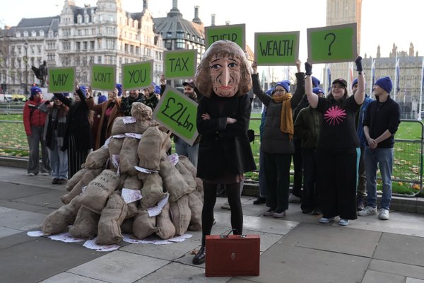 'Why won't you tax their wealth' demonstrations outside Parliament