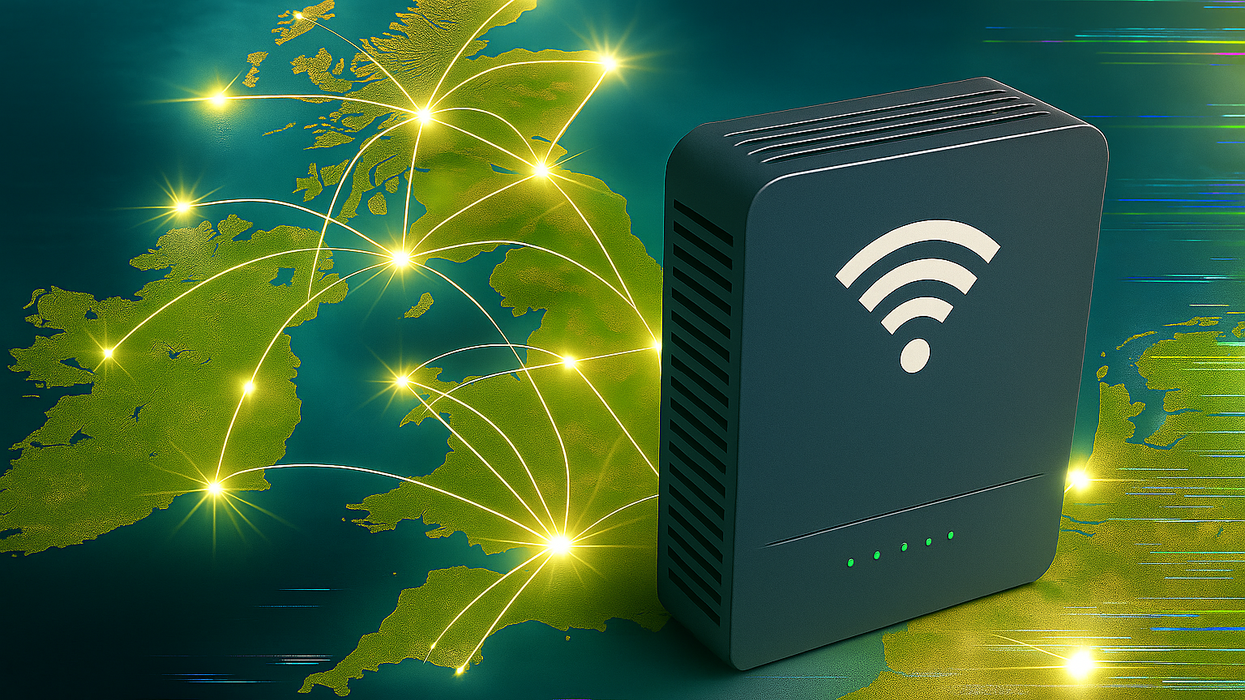Wi-Fi router pictured on a map of the UK