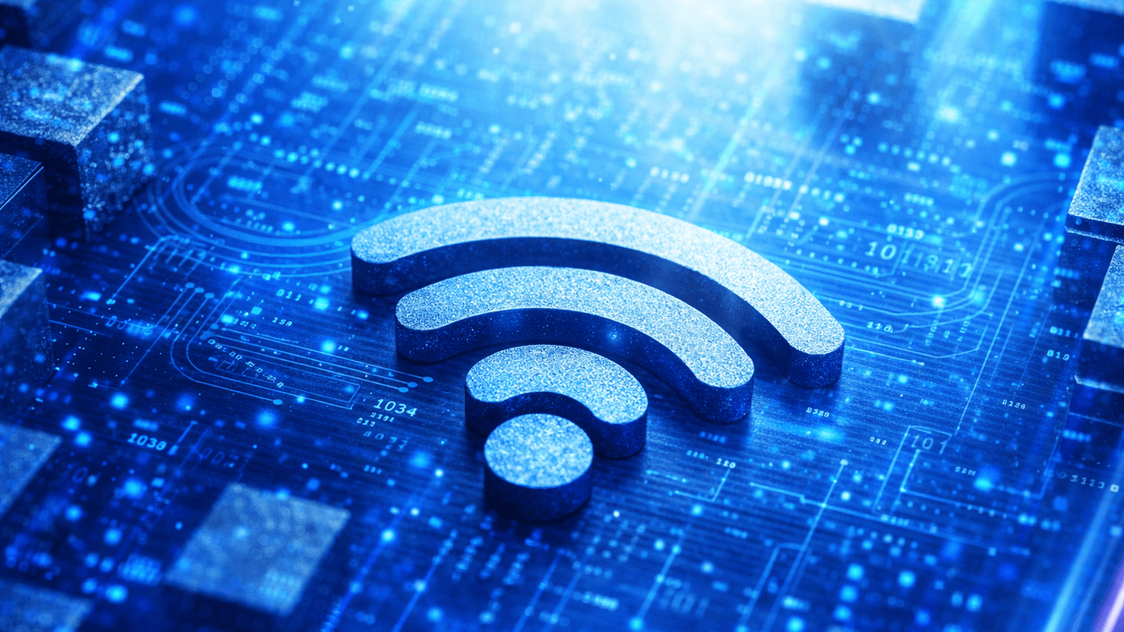 Wi-Fi symbol in front of blue digital background