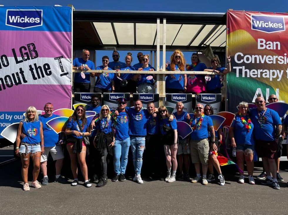 Wickes staff on the Brighton Pride float