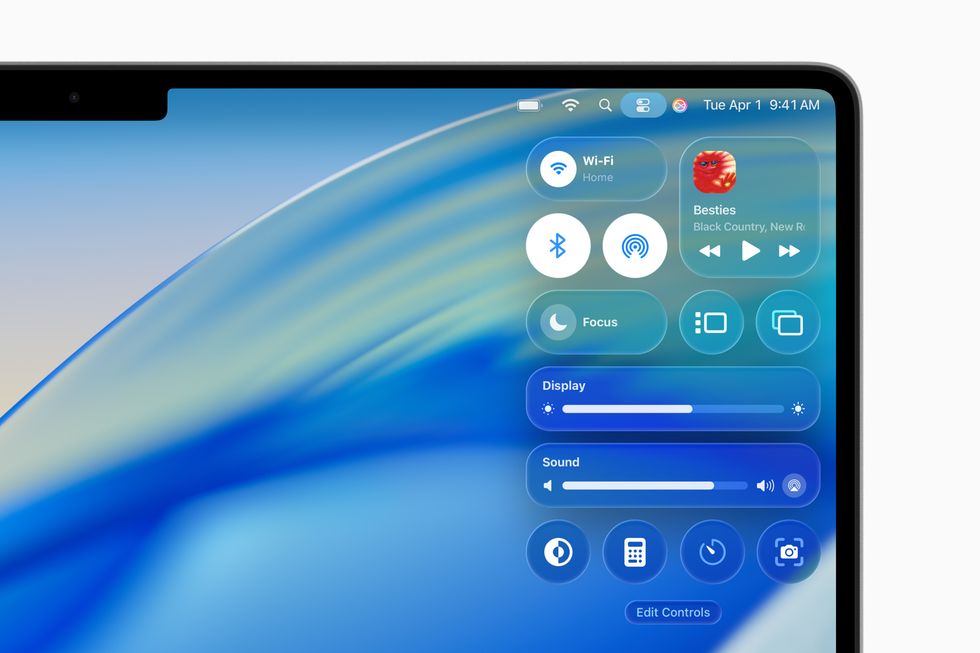 widgets with new liquid glass design pictured on a mac desktop
