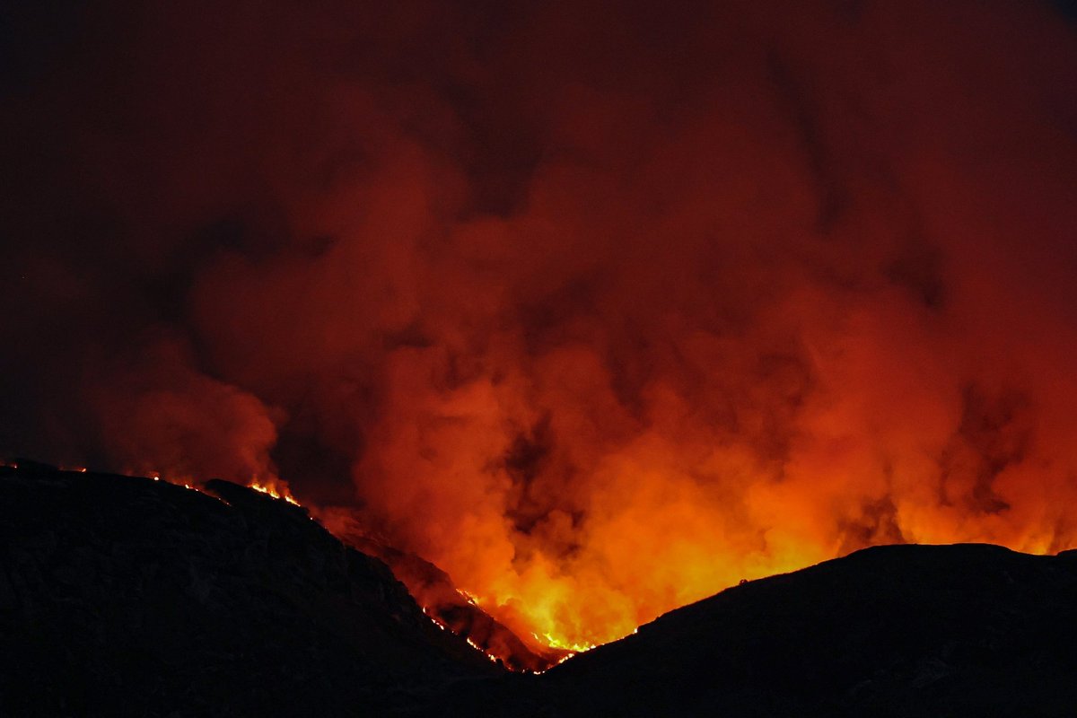 Wildfire in the Isle of Bute in Scotland
