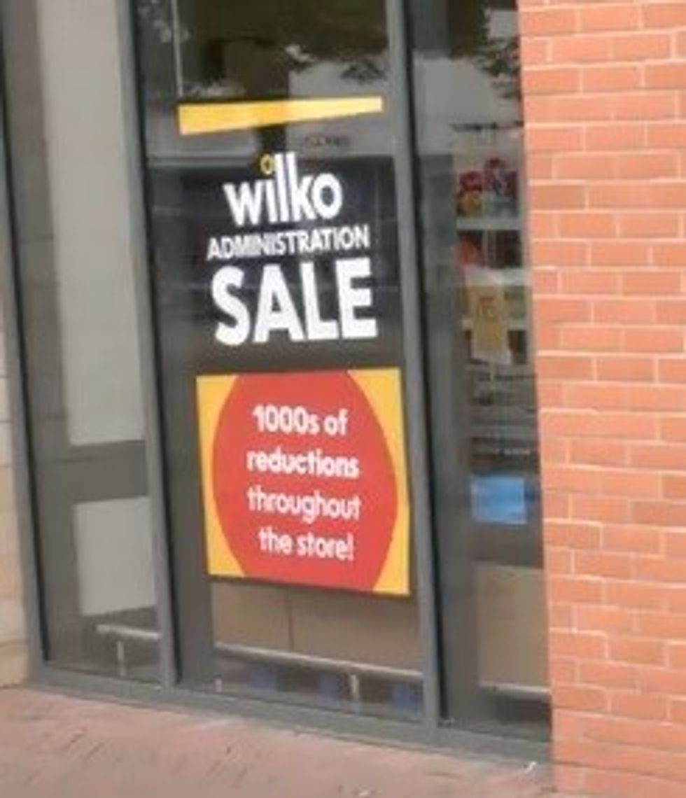 Wilko administration sale sign