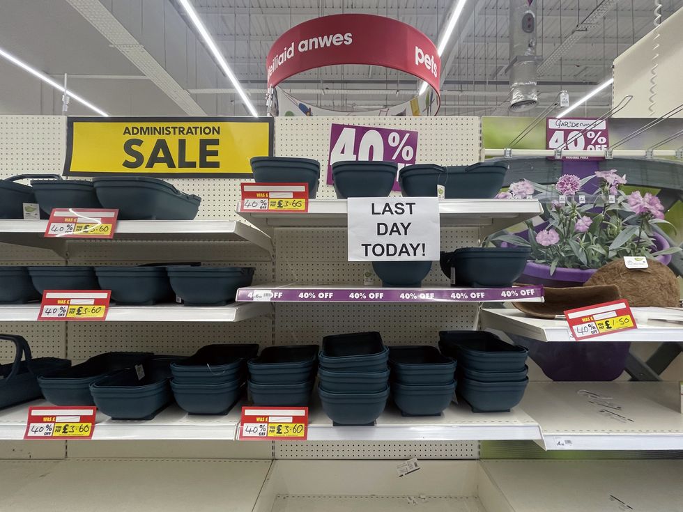 Wilko products on shelves during administration sale