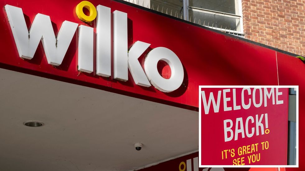 Wilko store sign and welcome back sign