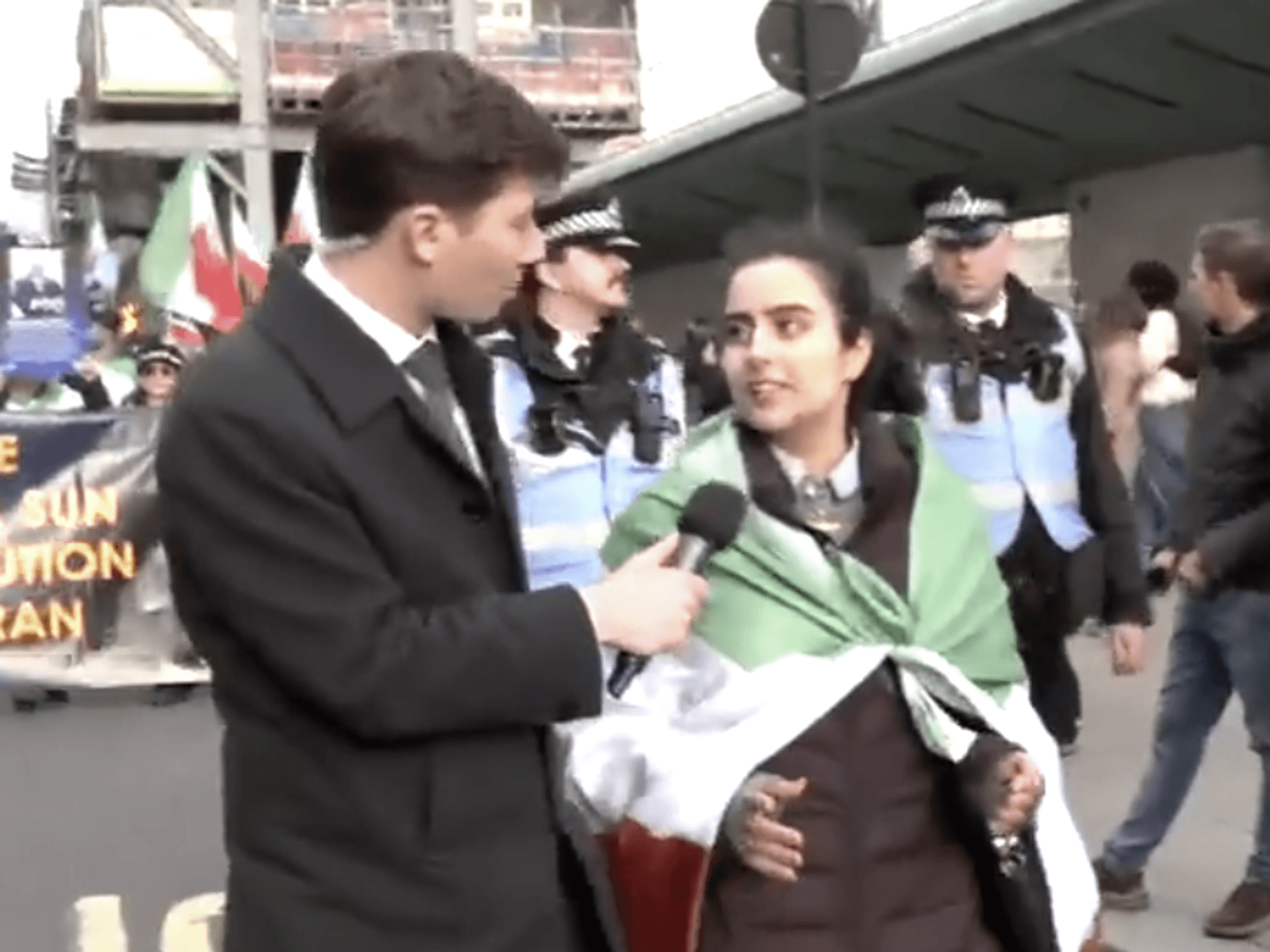 Will Godley and protester