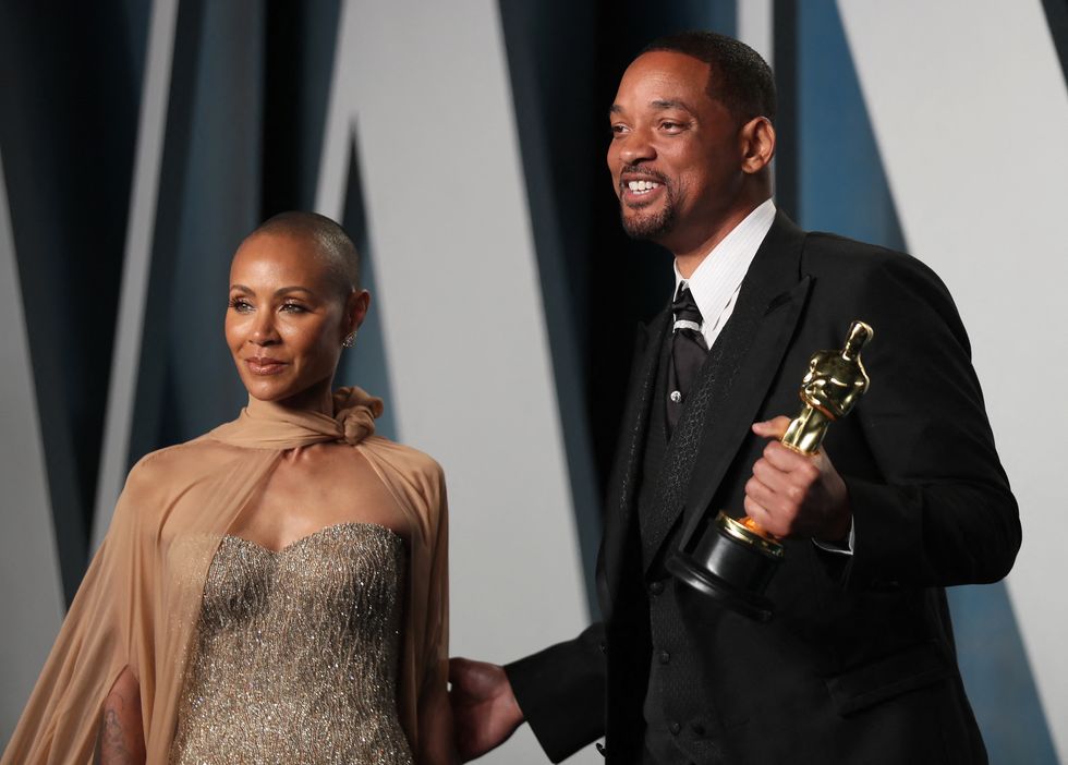 Will Smith and Jada Pinkett Smith arrive at the Vanity Fair Oscar party during the 94th Academy Awards in Beverly Hills, California.