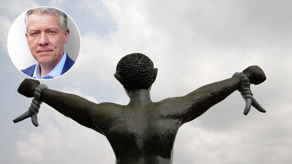 William Coulston (left), Slavery statue