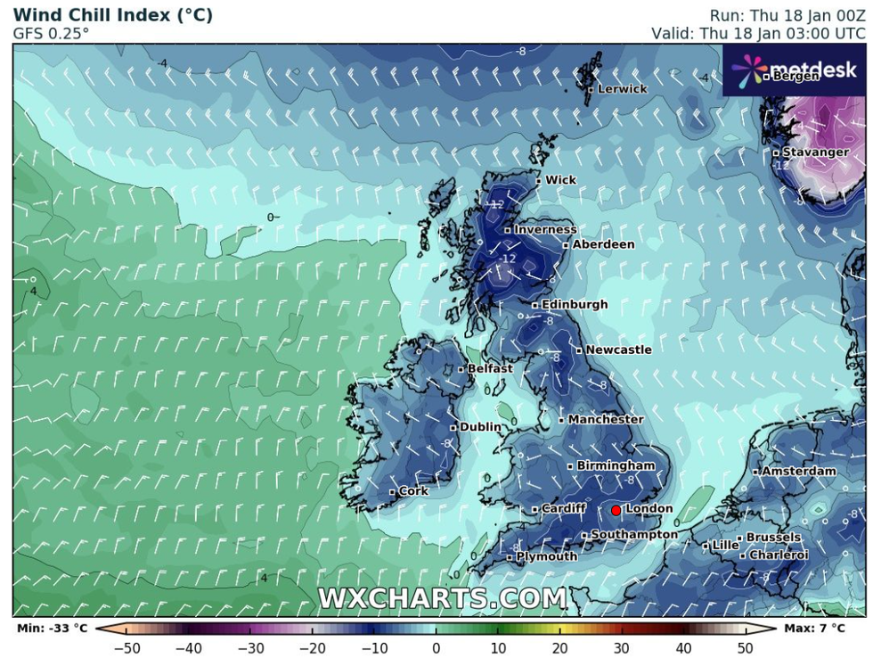 Wind chill map