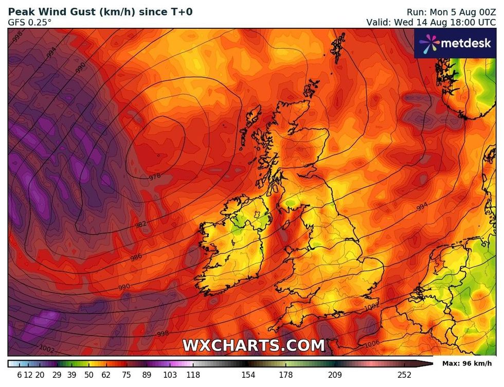 Wind gusts from next Wednesday