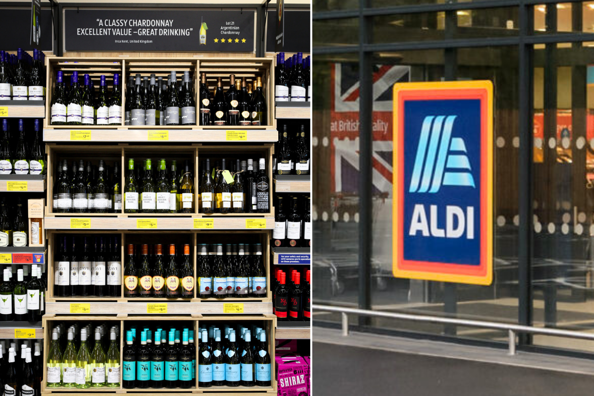 Wine in Aldi / Aldi supermarket sign 