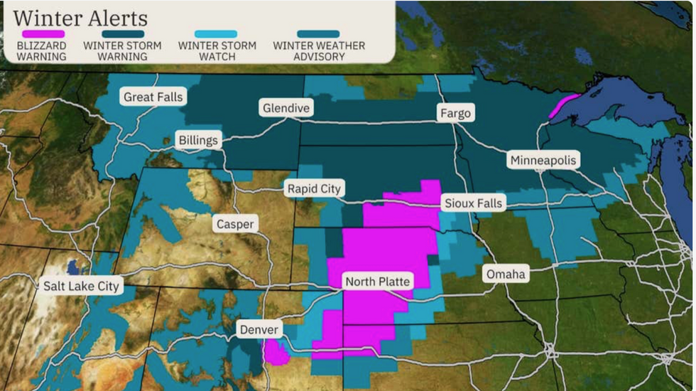 Winter alerts in place across swaths of the US