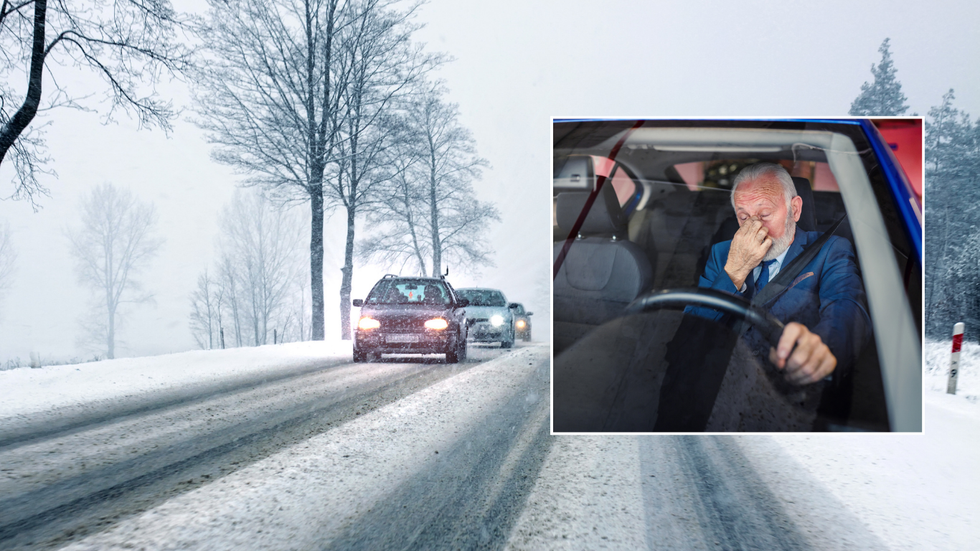 Winter and driver in car