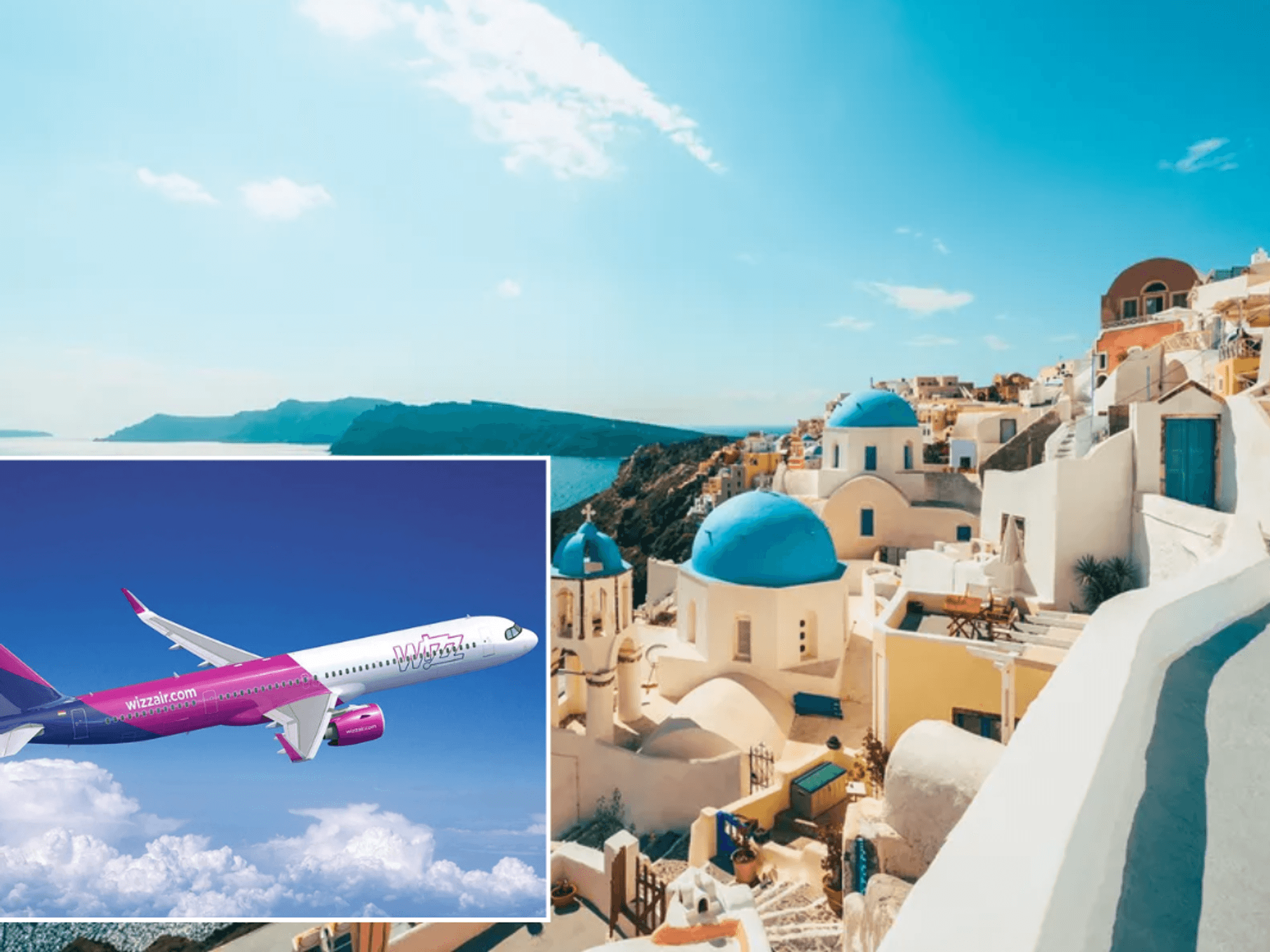 Wizz Air plane / Santorini, Greece