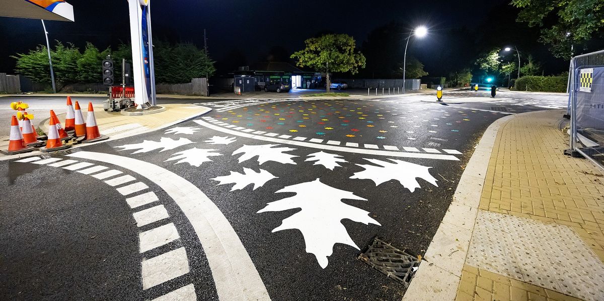 NextImg:Drivers slam road makeover as council spends £5.5million to paint leaves over a roundabout - 'So deadly!'