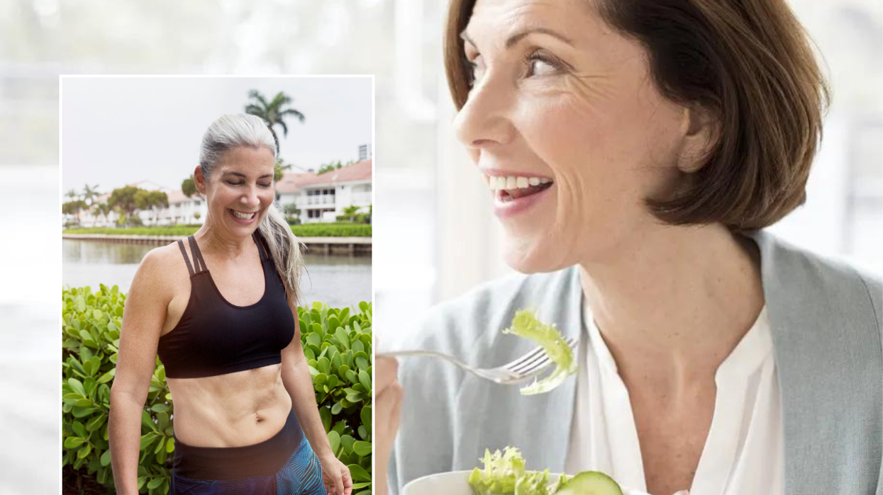 Woman abs / woman eating salad