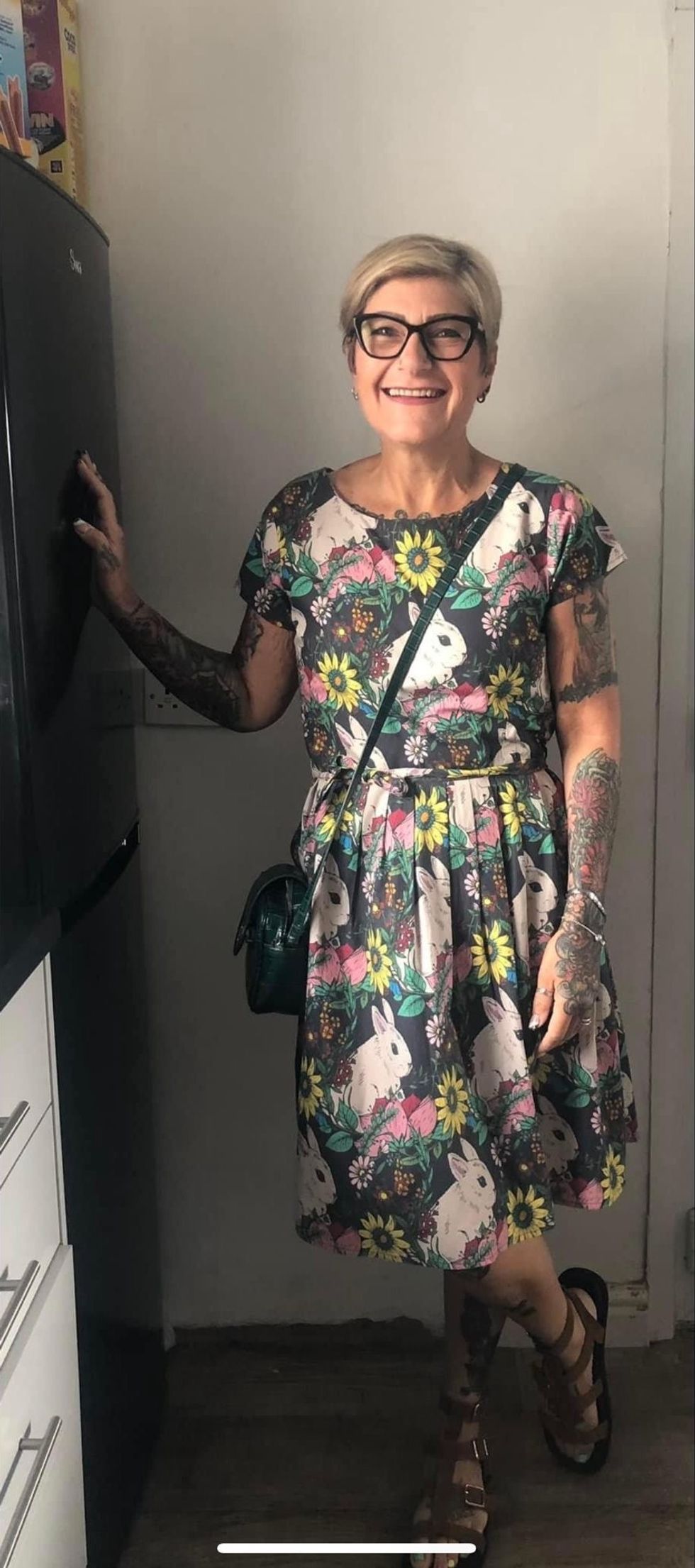 Woman after weight loss wearing dress