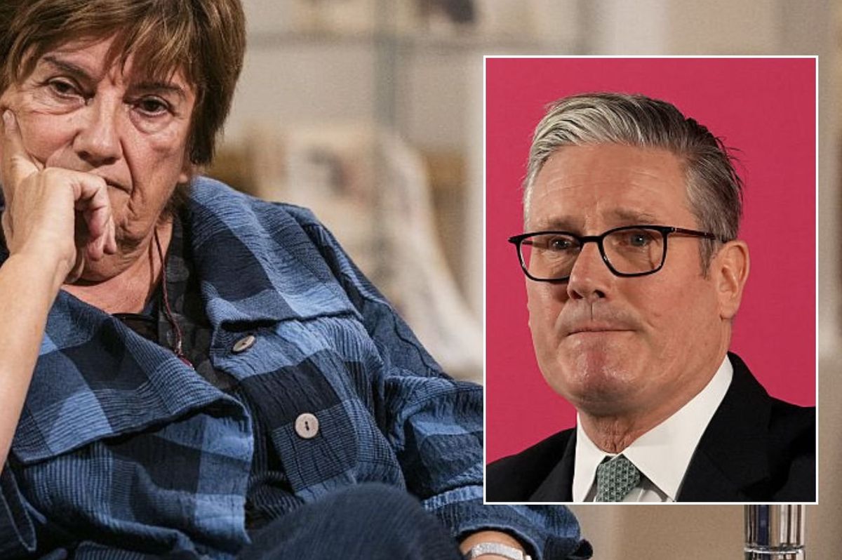 Woman annoyed and Keir Starmer