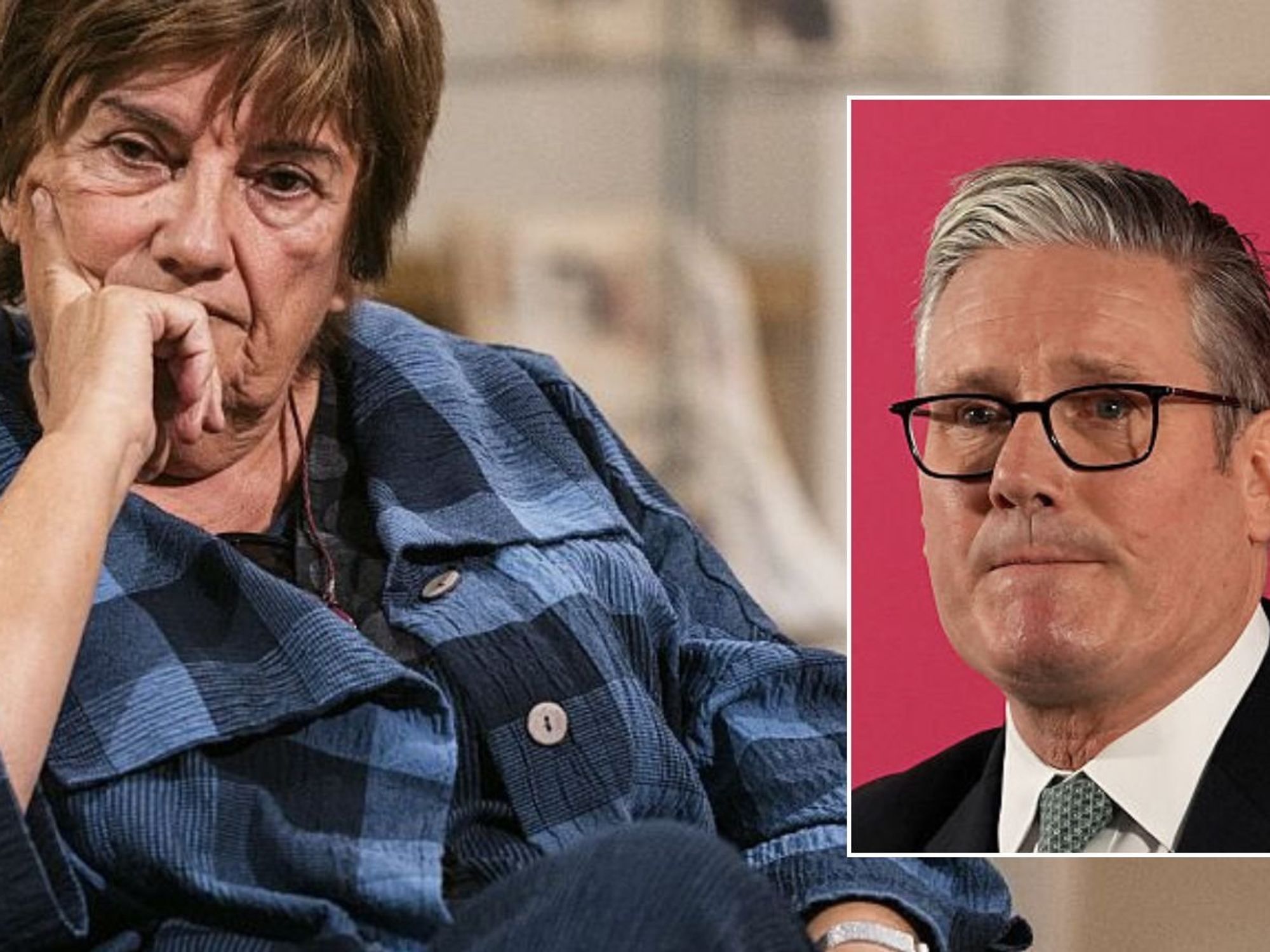 Woman annoyed and Keir Starmer