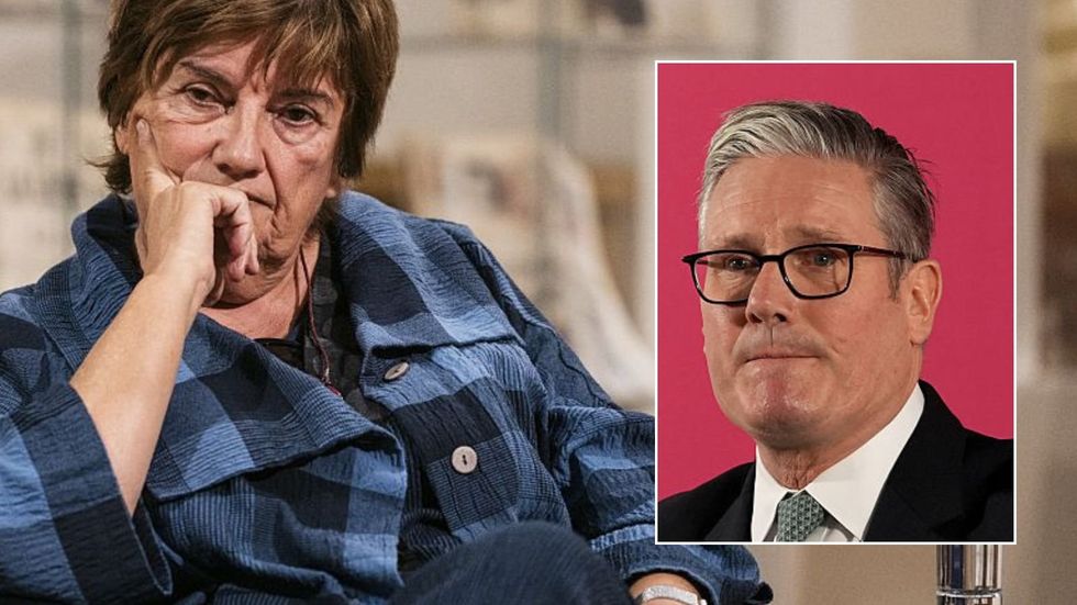 Woman annoyed and Keir Starmer