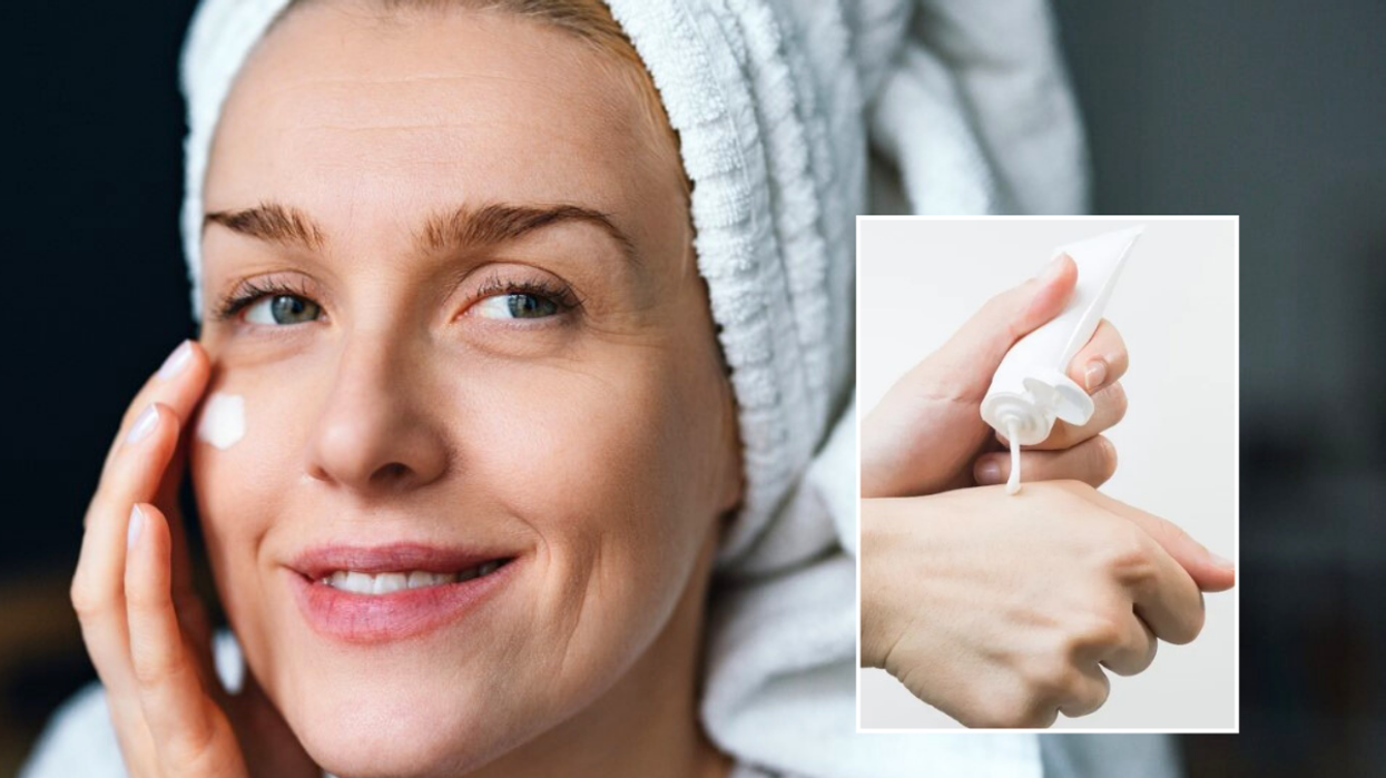 Woman applying cream / cream on hand