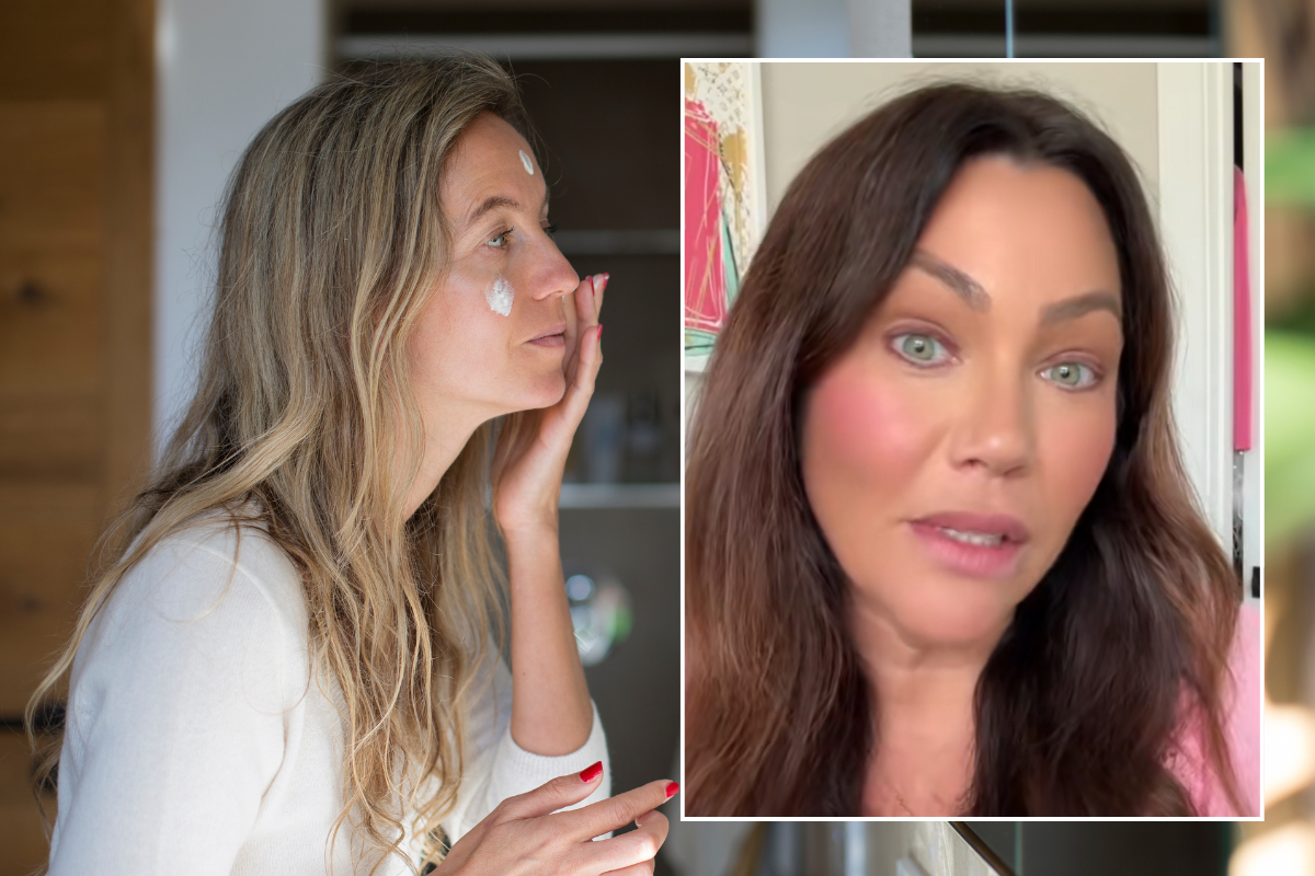 Woman applying face cream; Brianna Michelle talking to followers