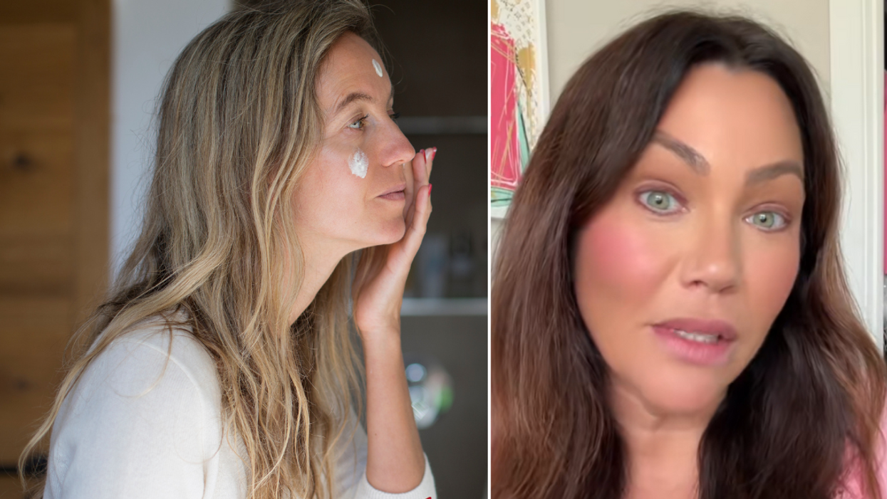 Woman applying face cream; Brianna Michelle talking to followers