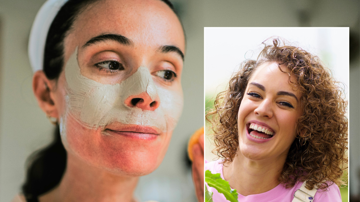 Woman applying face mask / woman skin