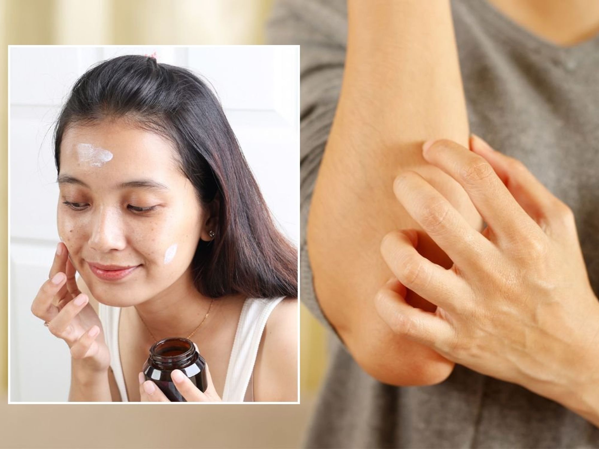 Woman applying moisturiser to her face