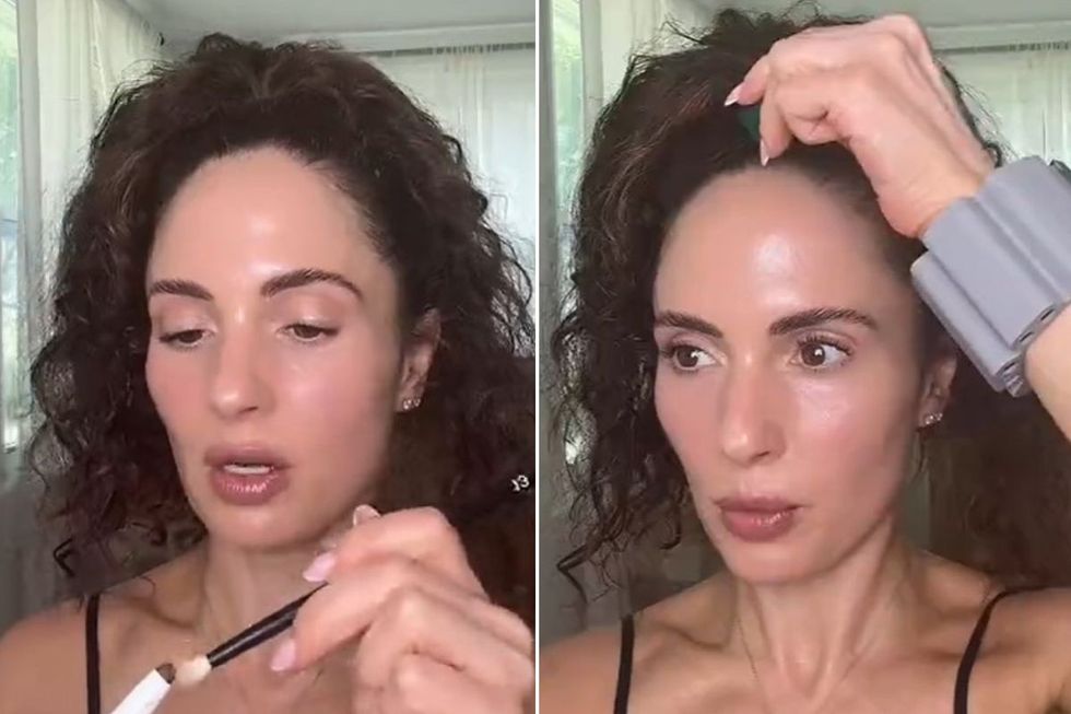 woman applying skin care