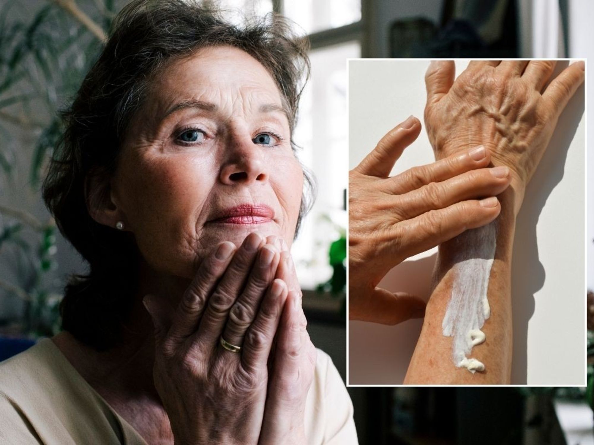 woman applying skin care