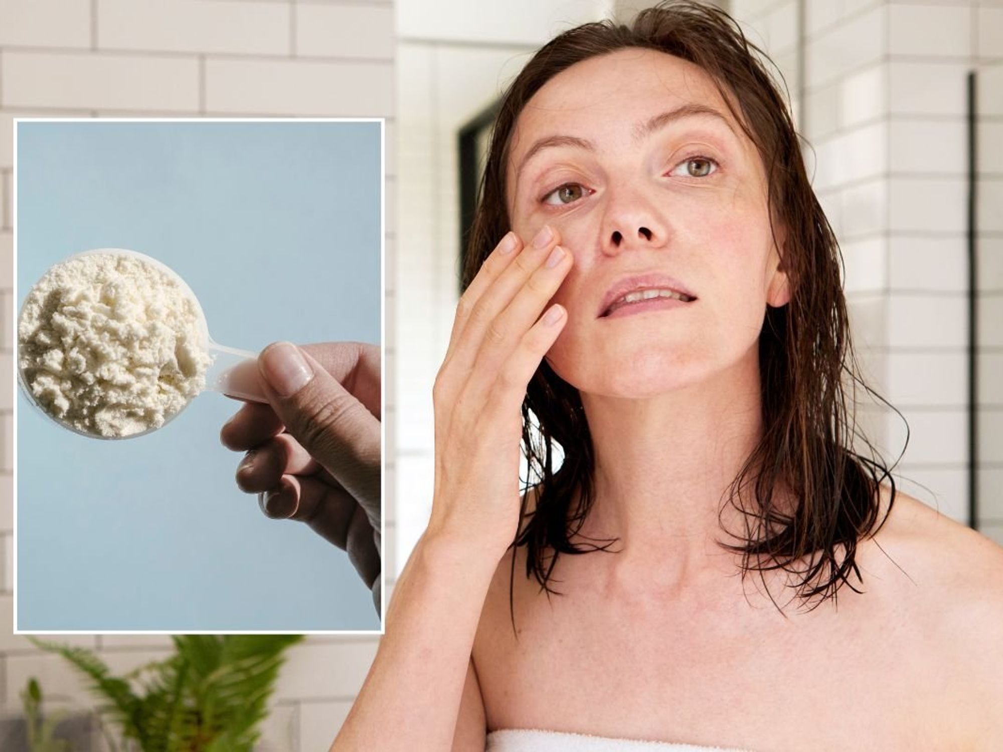 WOMAN APPLYING SKIN CARE