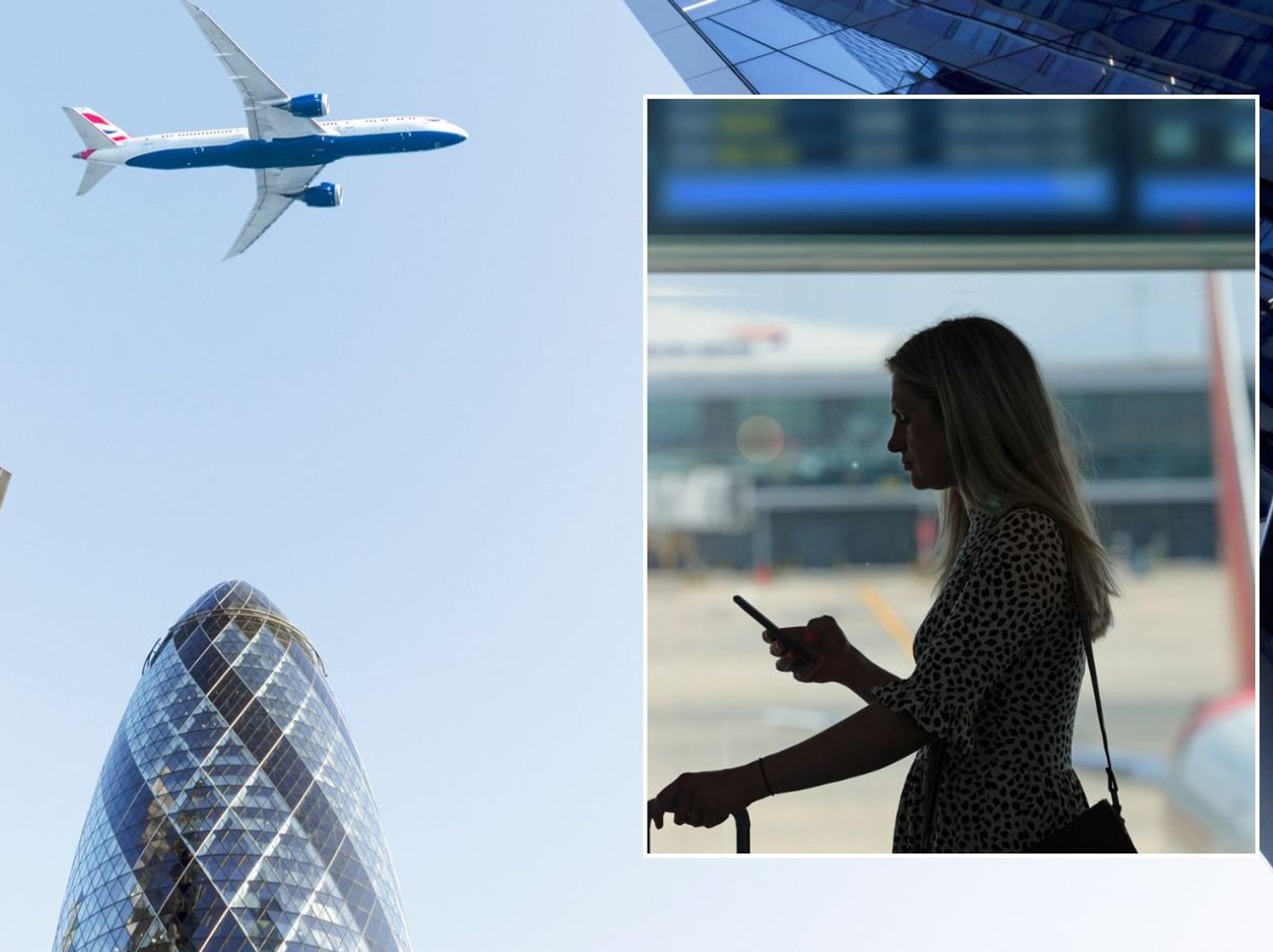 Woman at airport and plane