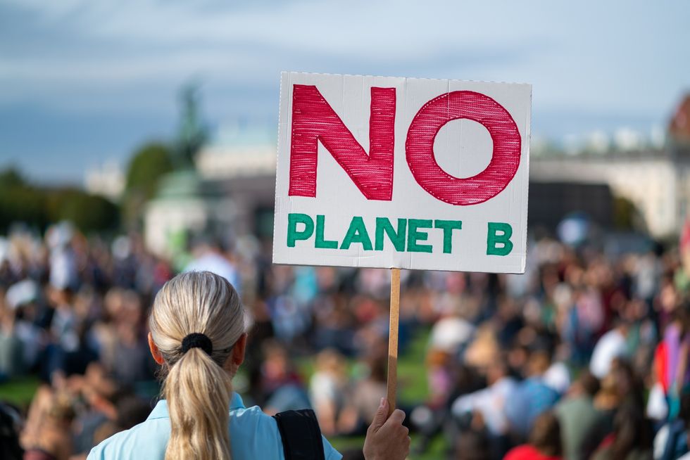 Woman at climate change protest