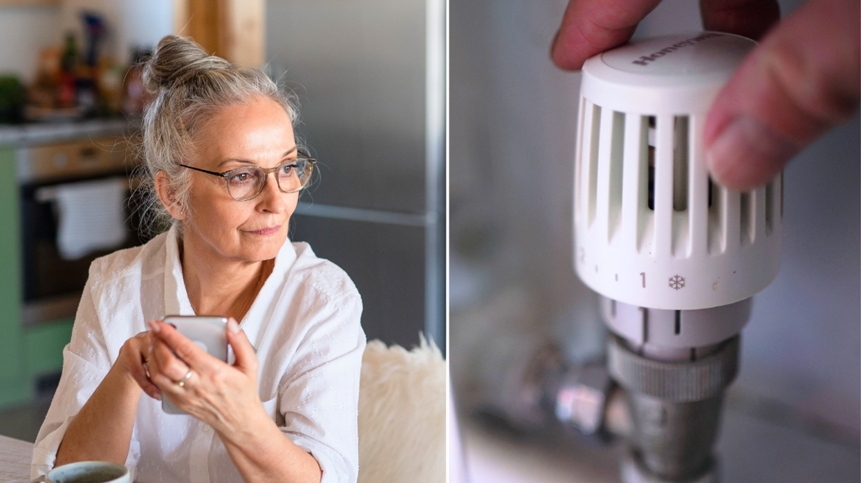 Woman at home radiator