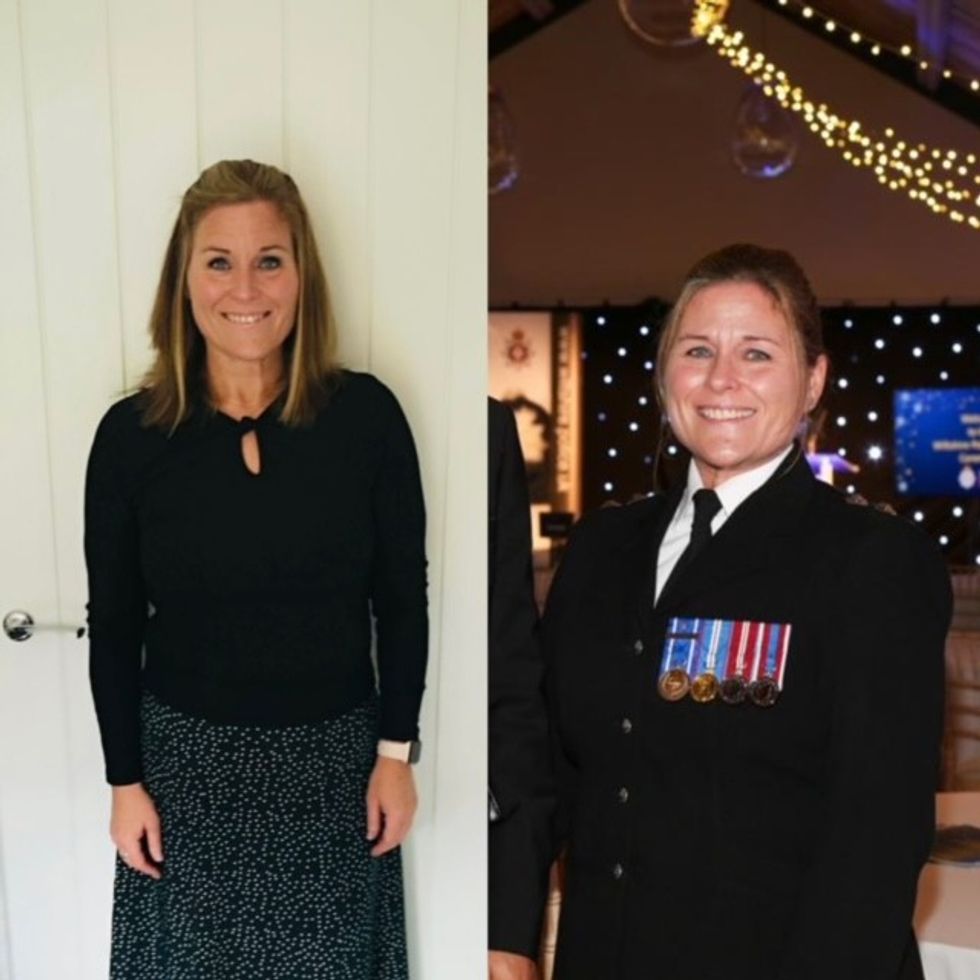 Woman before after weight loss