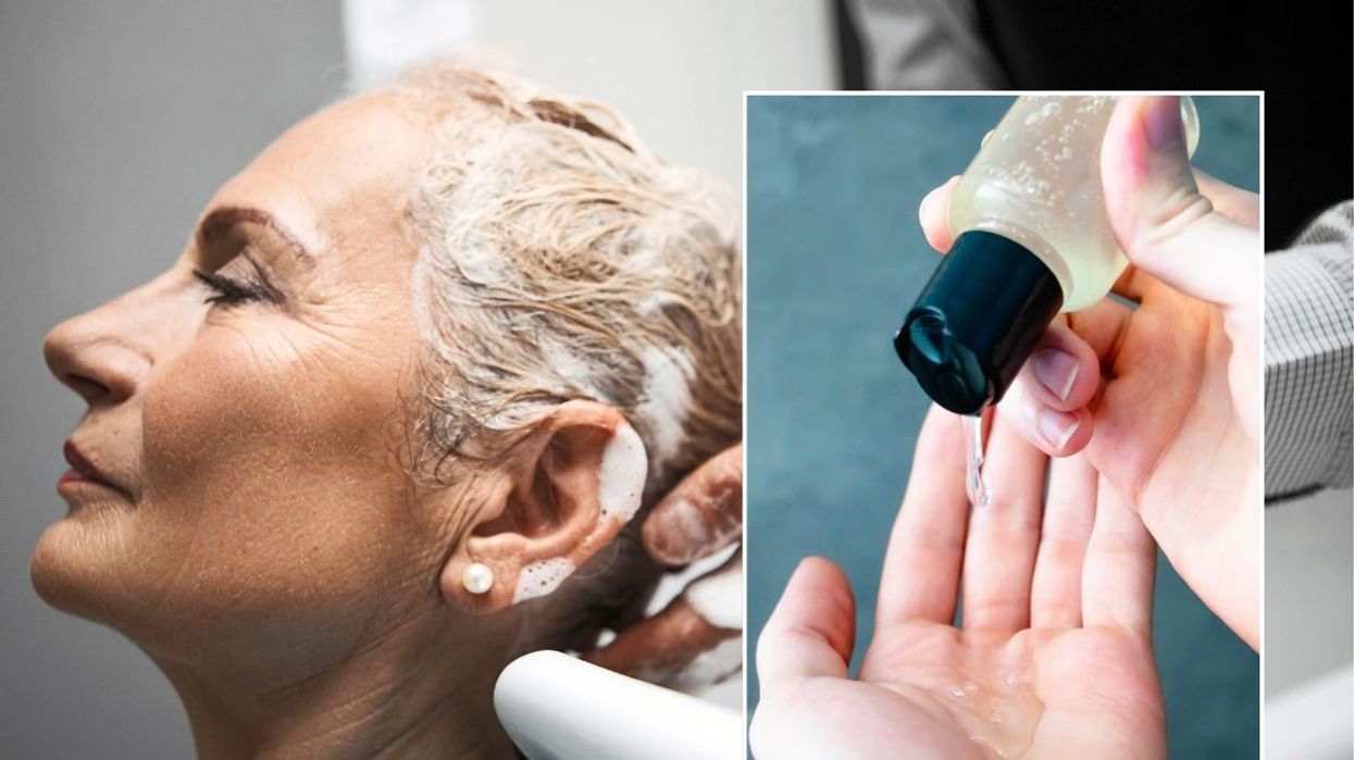 woman being shampooed stock image