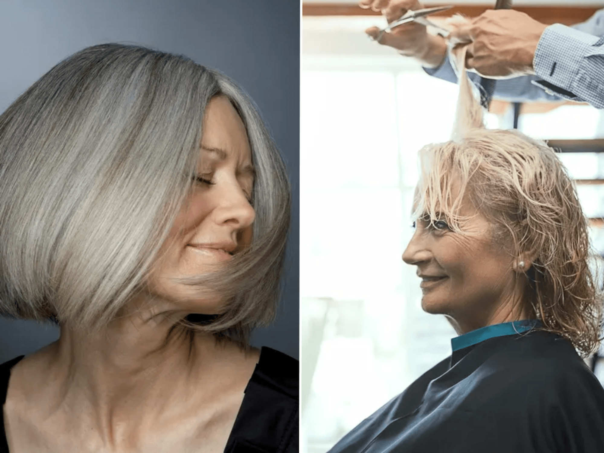 Woman blunt bob / woman getting haircut