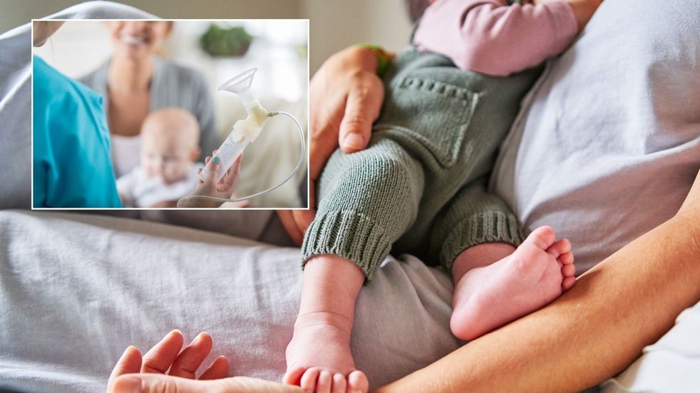 Woman breast feeding