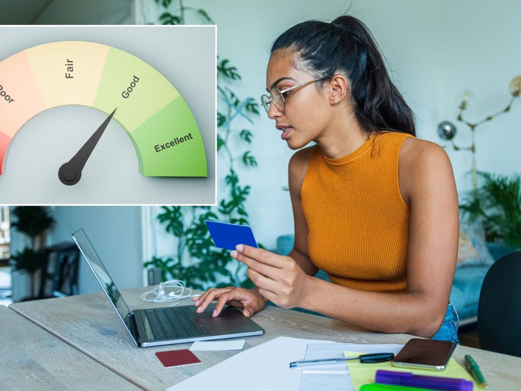 Woman checking her credit score