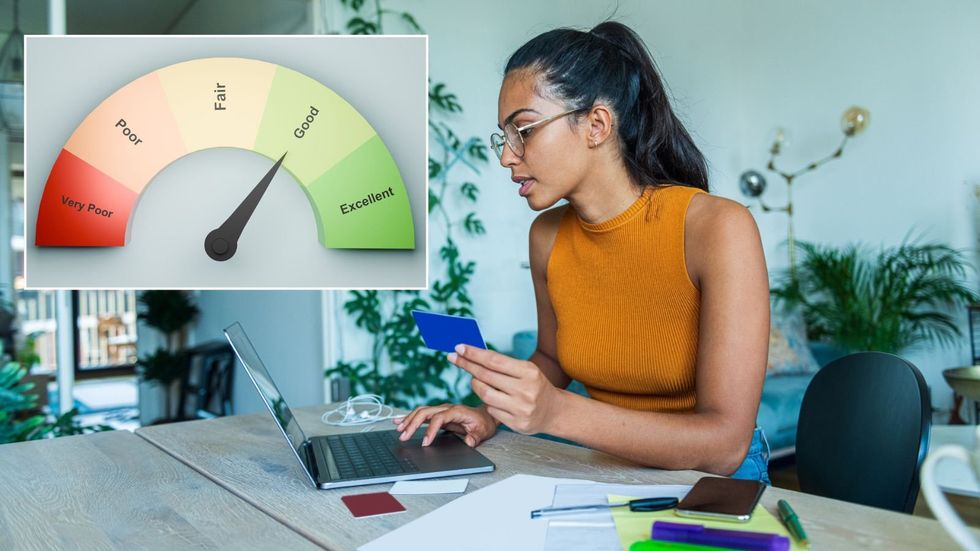 Woman checking her credit score