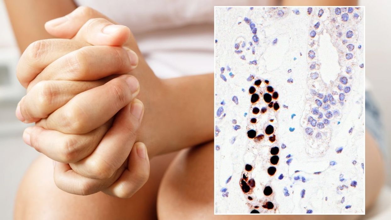 woman clenching hands