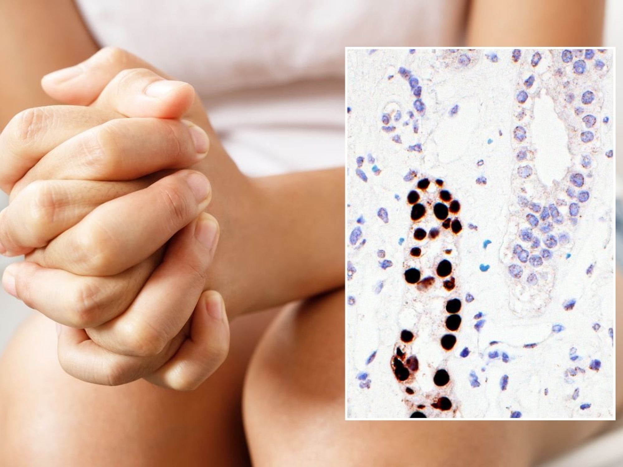 woman clenching hands