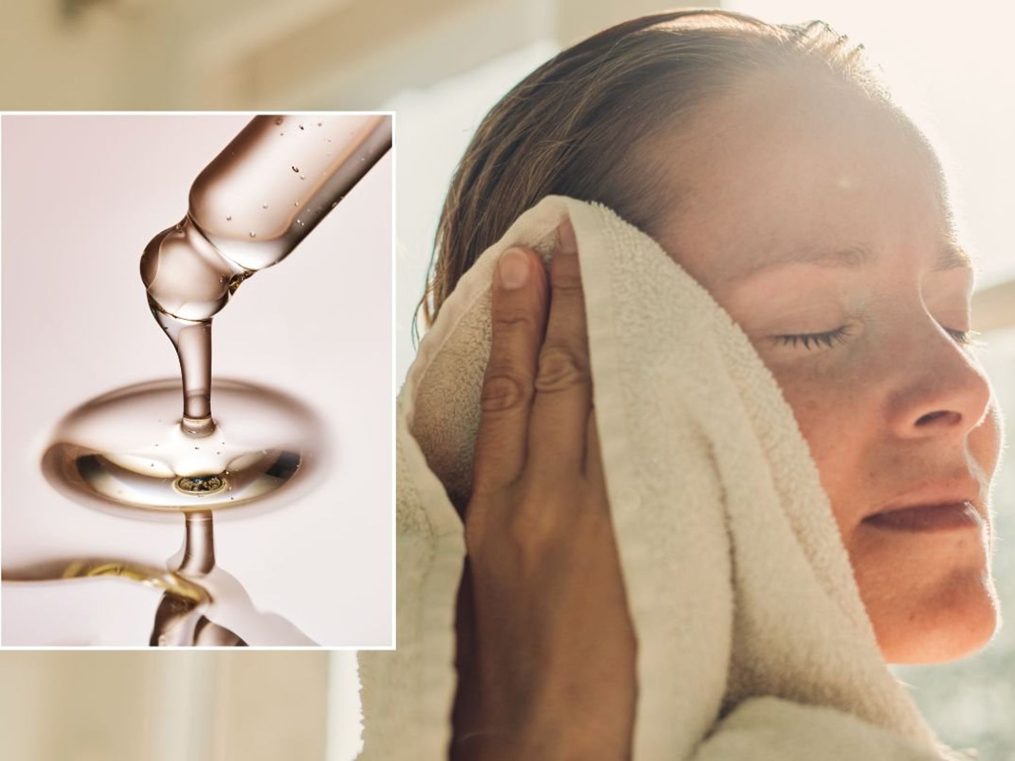 WOMAN DABBING SKIN DRY and SERUM