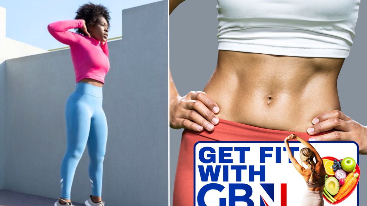 Woman doing burpee / woman's abs