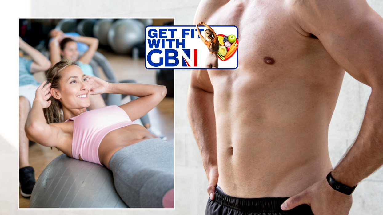 Woman doing crunches/man's abs