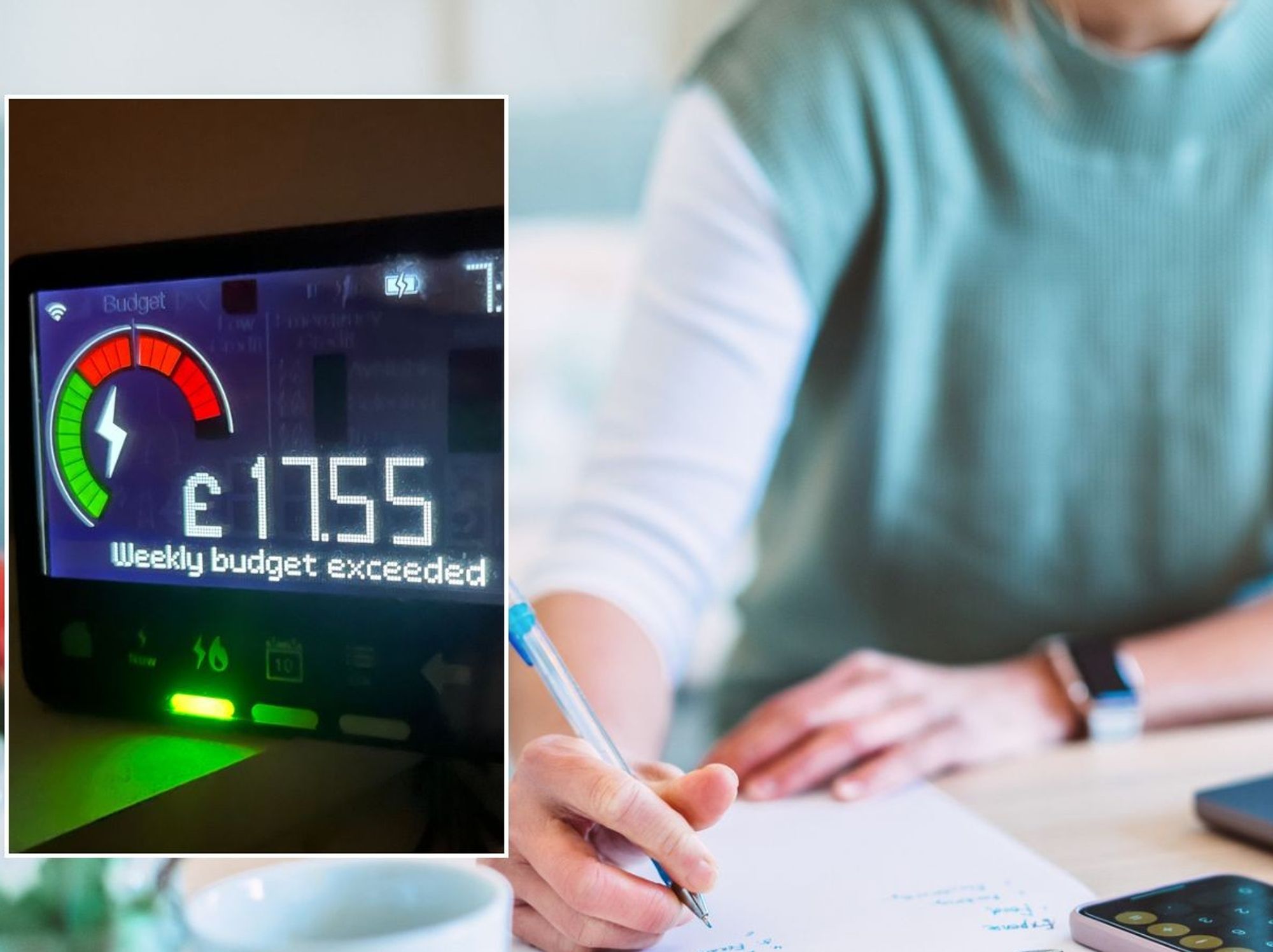 Woman doing finances and smart meter