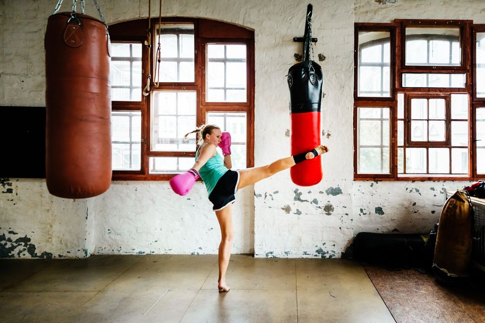 Woman doing Muay Thai